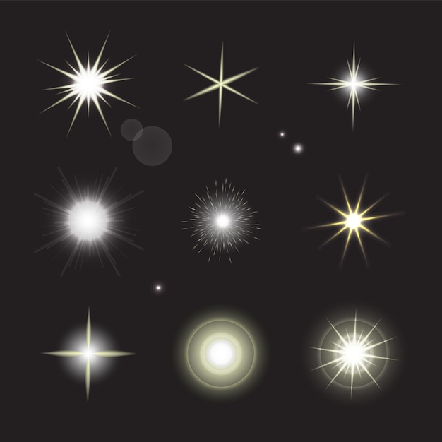 Ensemble d'étoiles et d'effets de lumière