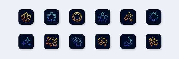 Ensemble d'étoiles plat orange bleu ensemble d'icônes avec étoiles Icônes vectorielles