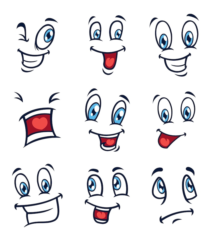 Vecteur ensemble d&#39;expression de dessin animé