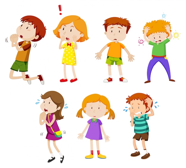 Un ensemble d&#39;expression de jeunes enfants