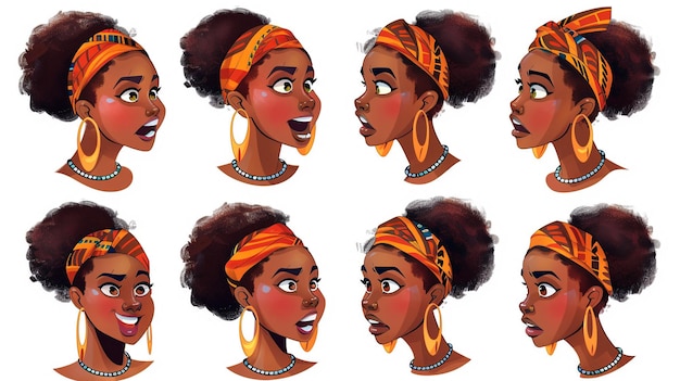 Vecteur ensemble d'expressions féminines africaines