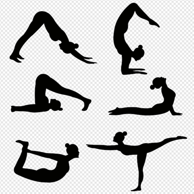 Vecteur ensemble de femme sportive mince doin yoga fond transparent