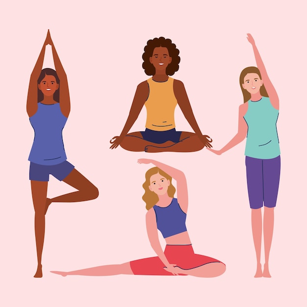 Ensemble de femmes faisant du yoga