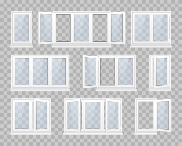 Ensemble De Fenêtre Fermée Avec Verre Transparent Dans Un Cadre Blanc