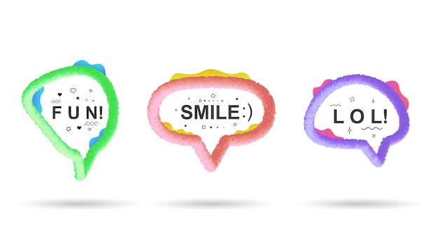 Vecteur un ensemble de fenêtres de communication de dialogue multicolores messages sms correspondance eps 10