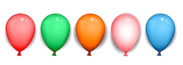 Vecteur ensemble de fête de ballons réalistes de différentes couleurs isolées