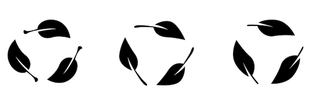 Ensemble de feuilles recyclées Éléments Web de conception plate pour site Web Application pour le matériel infographique Recyclage vert Illustration vectorielle