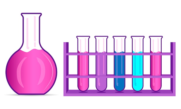 Ensemble Flacon Et Bécher Chemisrty. Illustration Plate.