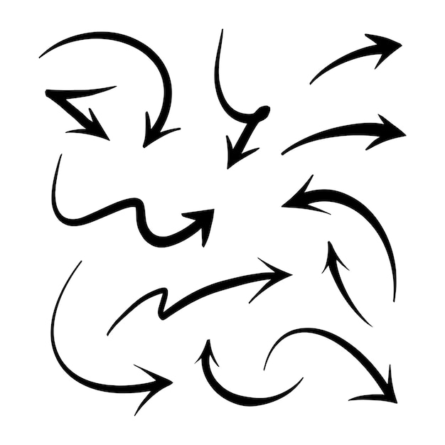 Ensemble de flèches dessinées à la main Illustration vectorielle Doodle