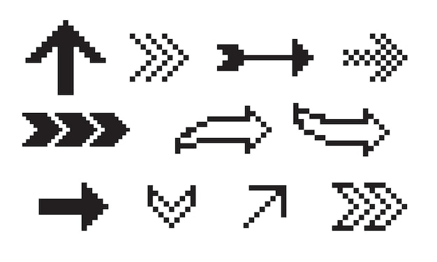 Un ensemble de flèches de pixels une double collection de flêches de 8 bits direction de flèche