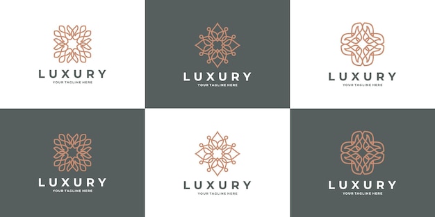 Ensemble de fleur, logo de géométrie de lotus. les logos peuvent être utilisés pour le spa, le salon de beauté, la décoration, la boutique