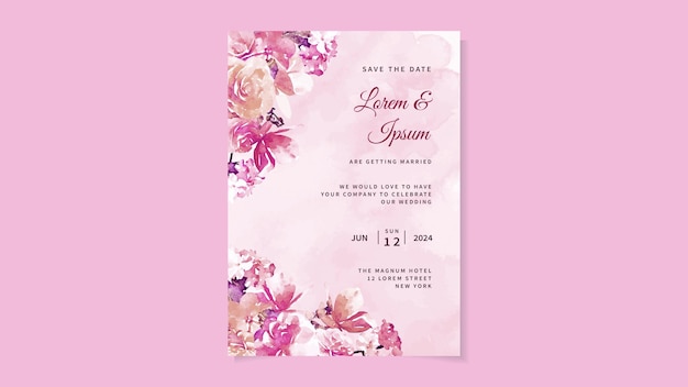 Ensemble De Fleurs De Cadre De Carte D'invitation De Mariage Réservez La Date Rsvp Merci