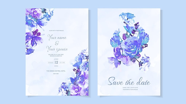 Ensemble de fleurs de cadre de carte d'invitation de mariage Réservez la date RSVP merci