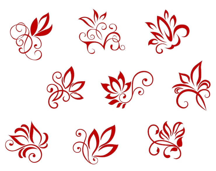 Vecteur ensemble de fleurs dessinées à la main