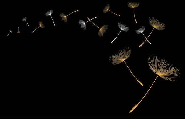 Ensemble de fleurs de pissenlit dessinées à la main Illustration conceptuelle de liberté et de sérénité