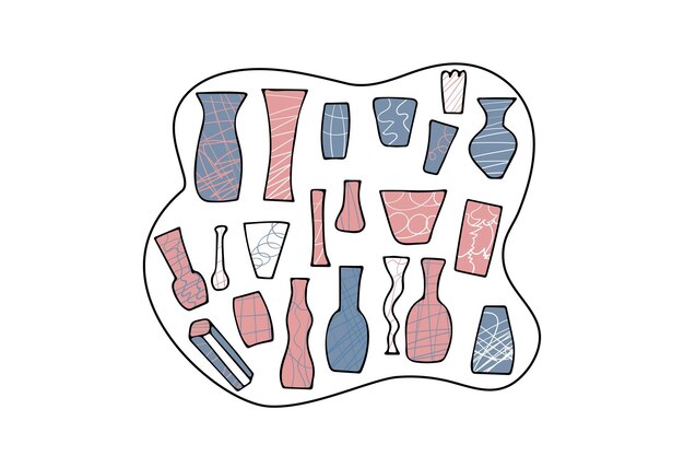 Un ensemble de fleurs vectorielles vaves dans le style doodle