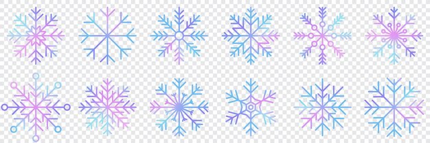 Ensemble de flocons de neige aquarelles vectorielles Collection de flocons de neige artistiques avec texture aquarelle Ensemble de flocons de neige Illustration vectorielle
