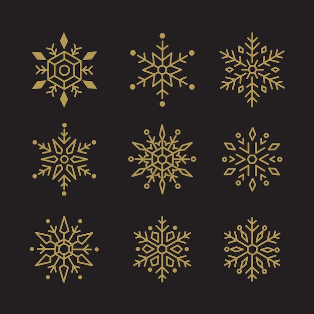 Ensemble de flocons de neige Illustration vectorielle de Noël design