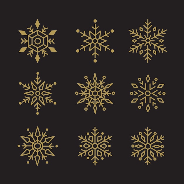 Ensemble De Flocons De Neige Illustration Vectorielle De Noël Design