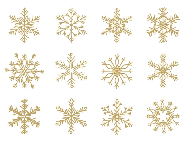 Ensemble De Flocons De Neige Vectoriels Dessinés à La Main Silhouettes D'icônes De Neige éléments De Conception Pour L'hiver De Noël Imprime Les Salutations Saisonnières