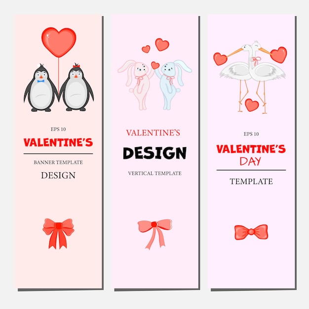 Ensemble De Flyers Pour La Saint-valentin. Style De Bande Dessinée. Illustration Vectorielle.