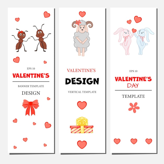 Ensemble De Flyers Pour La Saint-valentin. Style De Bande Dessinée. Illustration Vectorielle.