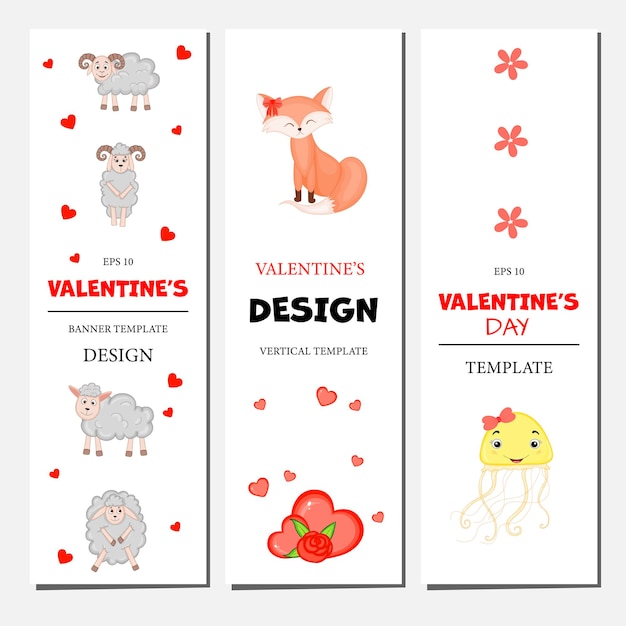 Ensemble De Flyers Pour La Saint-valentin. Style De Bande Dessinée. Illustration Vectorielle.