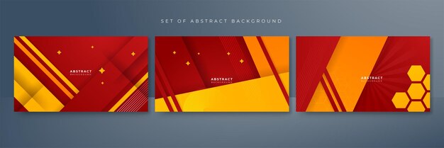 Ensemble de fond abstrait rouge jaune et orange Abstrait avec une couleur fraîche à la mode moderne pour la conception de la présentation flyer couverture des médias sociaux bannière web bannière tech