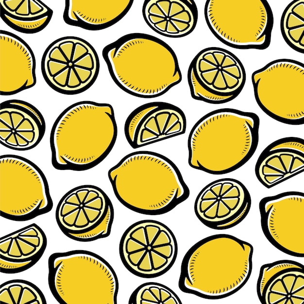 Ensemble De Fond Motif Citron. Icône De Collection Citrons. Vecteur