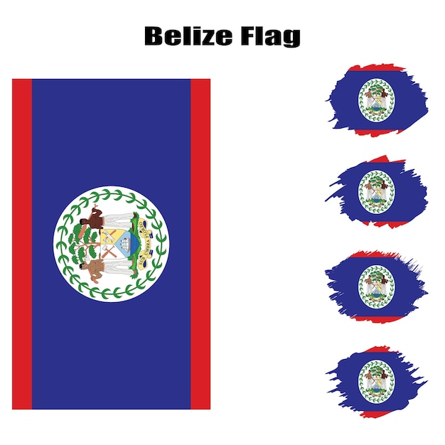 Ensemble de fond de pinceau rond drapeau Belize. Illustration vectorielle.