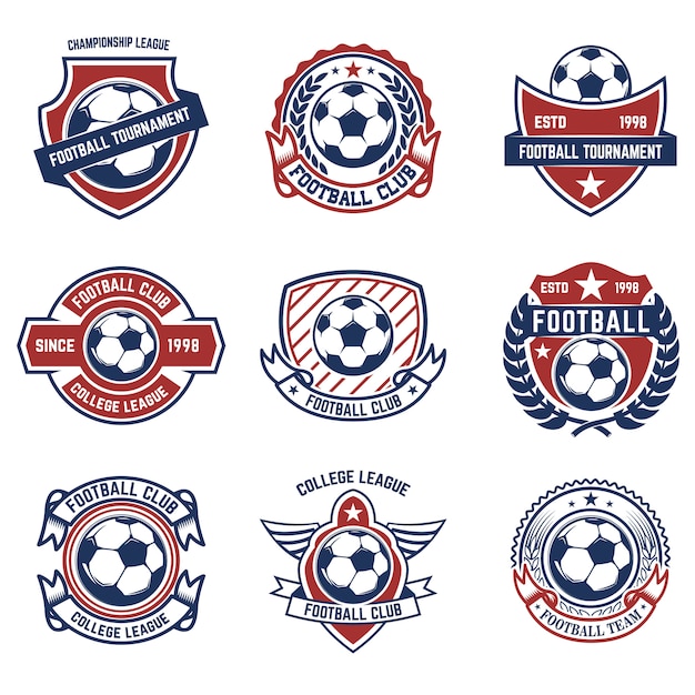 Ensemble De Football, Emblèmes De Football. élément Pour Logo, étiquette, Emblème, Signe. Illustration