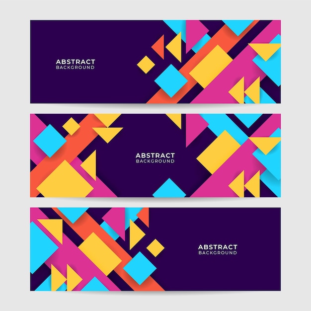 Ensemble de forme abstrait coloré memphis large fond de conception de bannière Abstrait coloré memphis géométrique entreprise fond de bannière Illustration vectorielle