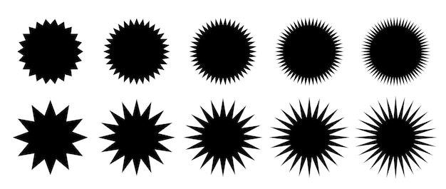 Ensemble de formes de cercle de bord en zigzag Collection d'éléments ronds déchiquetés Éléments de conception graphique