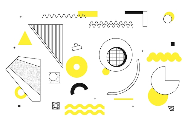 Ensemble de formes géométriques en demi-teinte tendance universelle juxtaposées à la composition d'éléments jaunes vifs et audacieux Éléments de conception pour la vente de panneaux d'affichage de dépliants de magazines