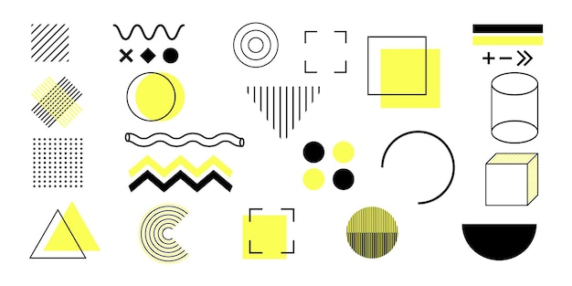 Ensemble de formes géométriques demi-teintes rétro. Figure géométrique dans un style abstrait sur fond blanc.