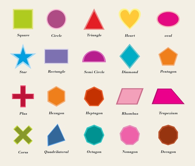 Ensemble de formes géométriques plates colorées de vecteur
