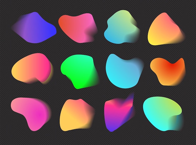 Ensemble de formes gradientes liquides colorées