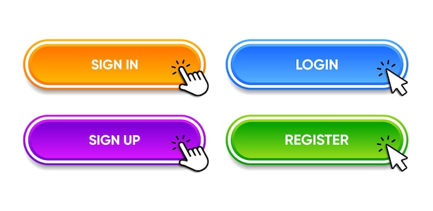 Ensemble de formulaires d'inscription et d'enregistrement, de boutons d'immatriculation et de connexion, d'un site Web professionnel et convivial.
