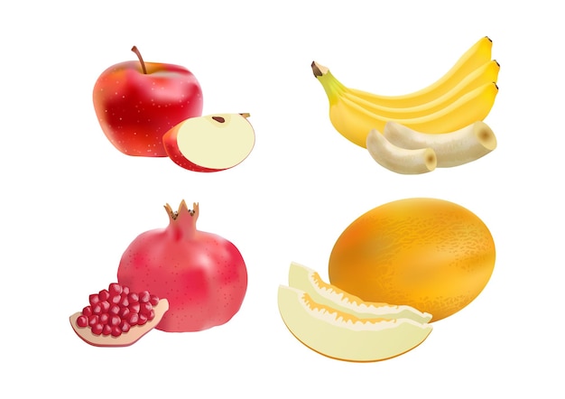 Ensemble de fruits réalistes