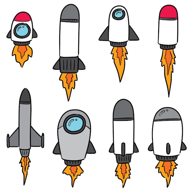 Ensemble De Fusée Et Vaisseau Spatial