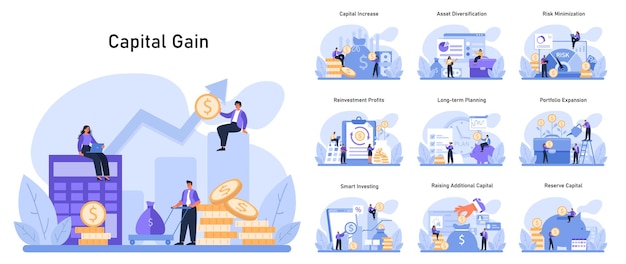 Vecteur ensemble de gains en capital améliorant la croissance financière grâce à des investissements stratégiques méthodes d'augmentation