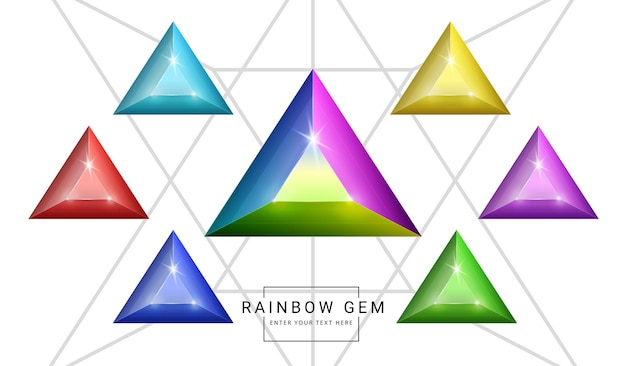 Ensemble De Gemmes De Bijoux Fantaisie Couleur Arc-en-ciel, Pierre De Forme Triangle Pour Jeu.