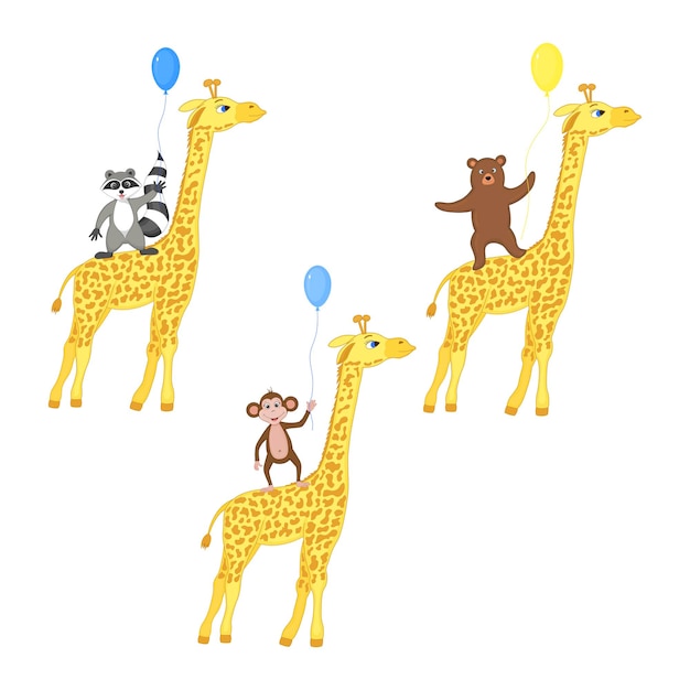 Vecteur ensemble de girafes avec des animaux dessus des graphiques vectoriels