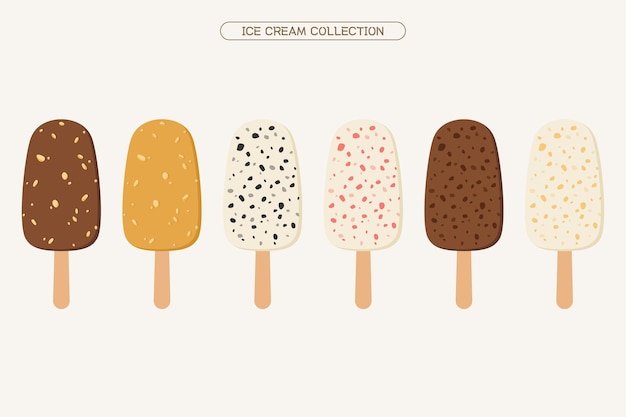 Vecteur ensemble de glaces de différentes formes et couleurs illustration vectorielle