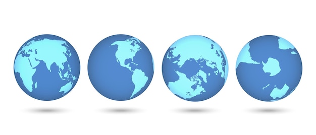 Ensemble de globes transparents de la Terre Carte du monde réaliste en forme de globe avec texture transparente et