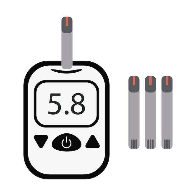 Vecteur ensemble de glucomètre glucomètre électronique et outil de test de bandelettes de test standard pour les personnes atteintes de diabète.