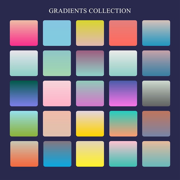 Ensemble de gradients colorés dans différents thèmes de couleurs et nuances