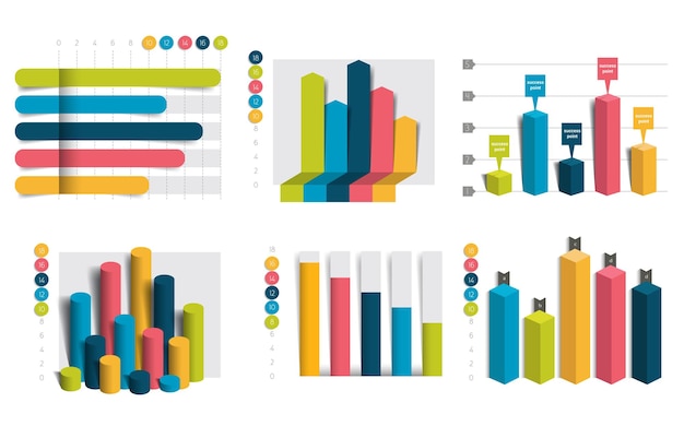 Ensemble de graphiques Graphiques Éléments d'infographie modifiables simplement en couleur