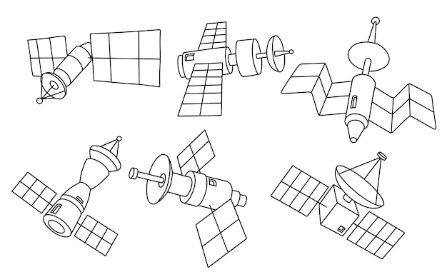 Ensemble De Griffonnage De Satellite Mignon