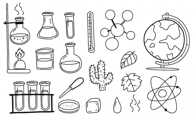 Vecteur ensemble de griffonnages scientifiques